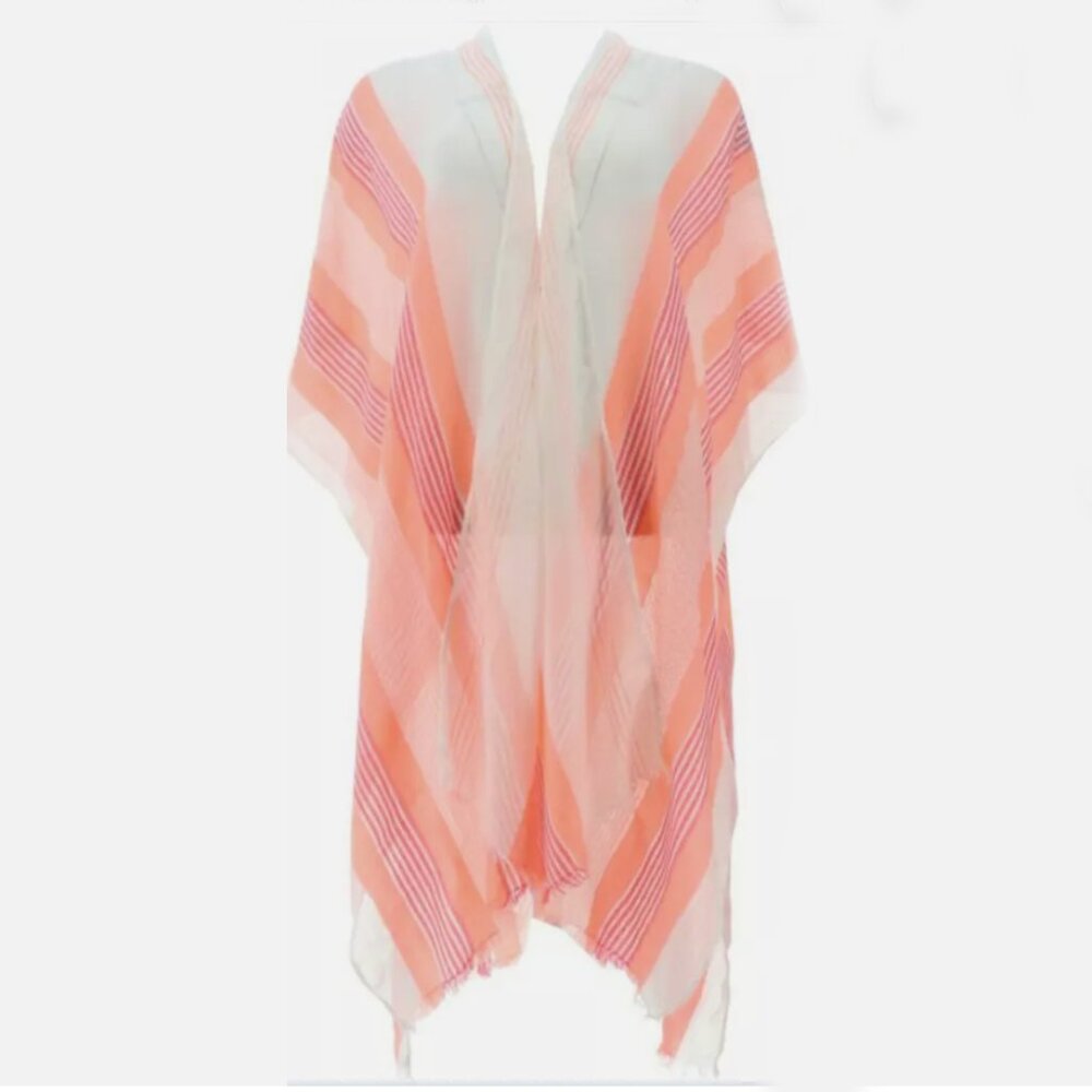 ☀️👙✨ Isaac Mizrahi Live! -Colored Striped Wrap Beach Cover Poncho One Size